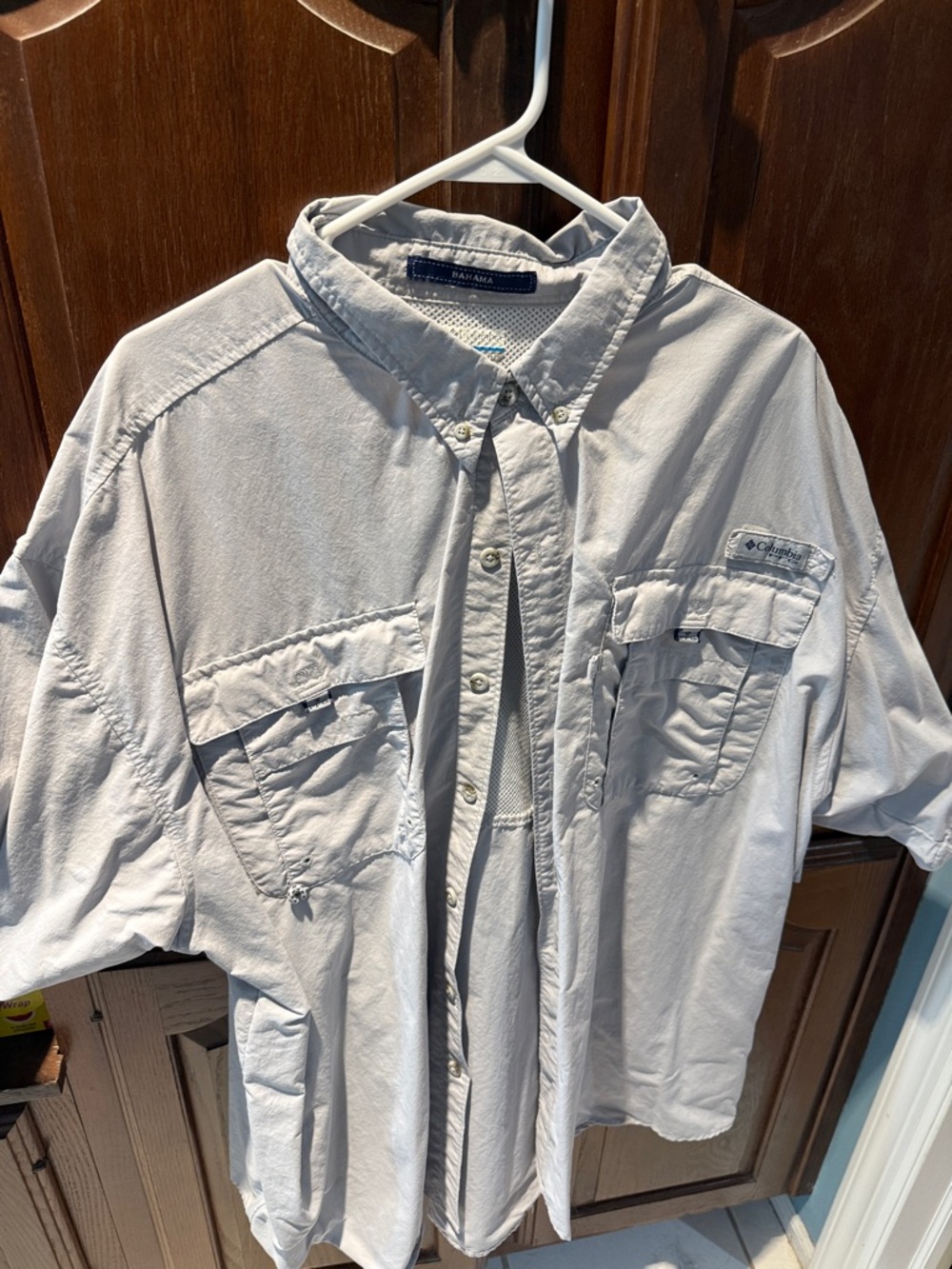 Columbia Men's Light Gray Short-Sleeve Button-Down Outdoor Shirt 3x